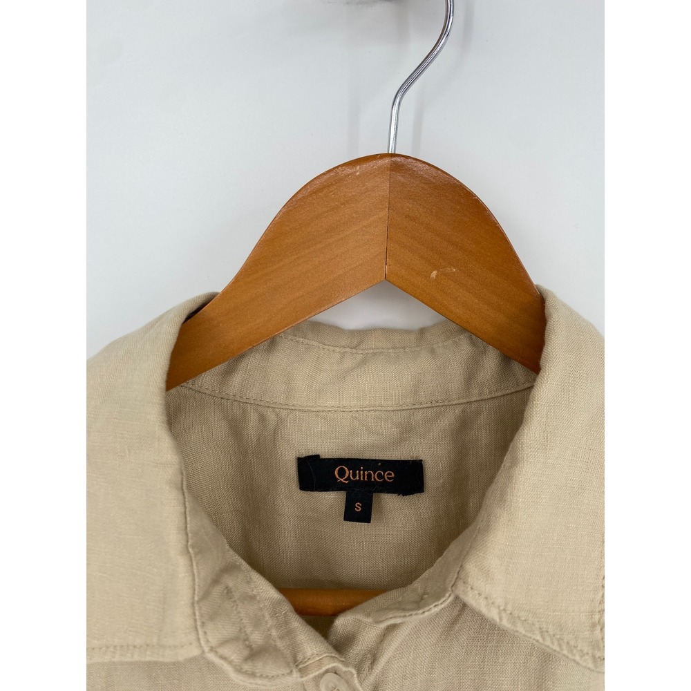 Quince Button Down Shirt Womens Small Driftwood 100% European Linen Long Sleeve - Picture 3 of 5